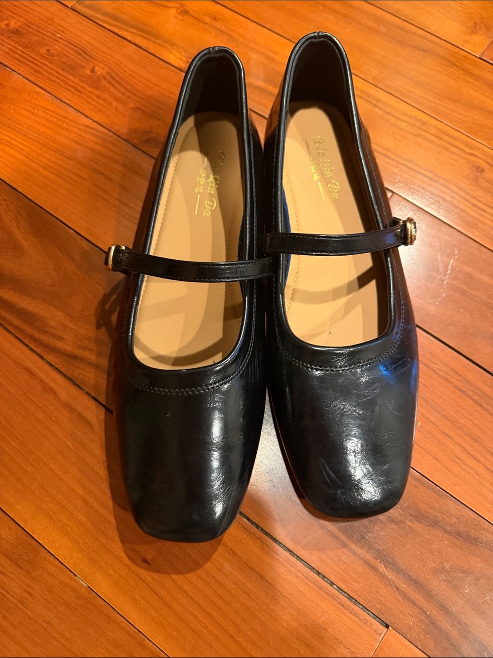 Black Mary Jane Flats with Strap - Women